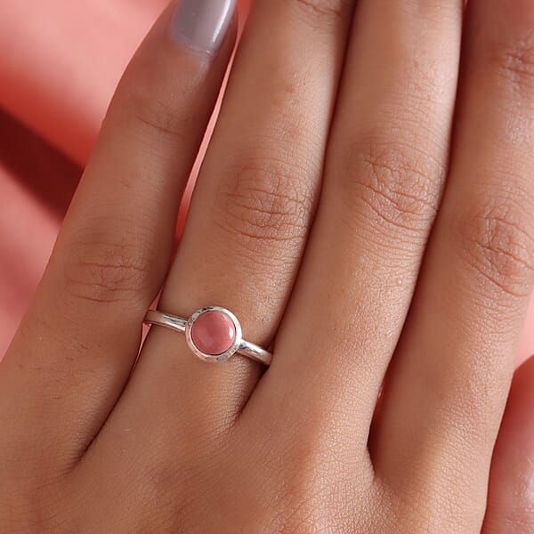 American Oregon Peach Opal Ring In Platinum Over Sterling Silver 0.65 Ctw