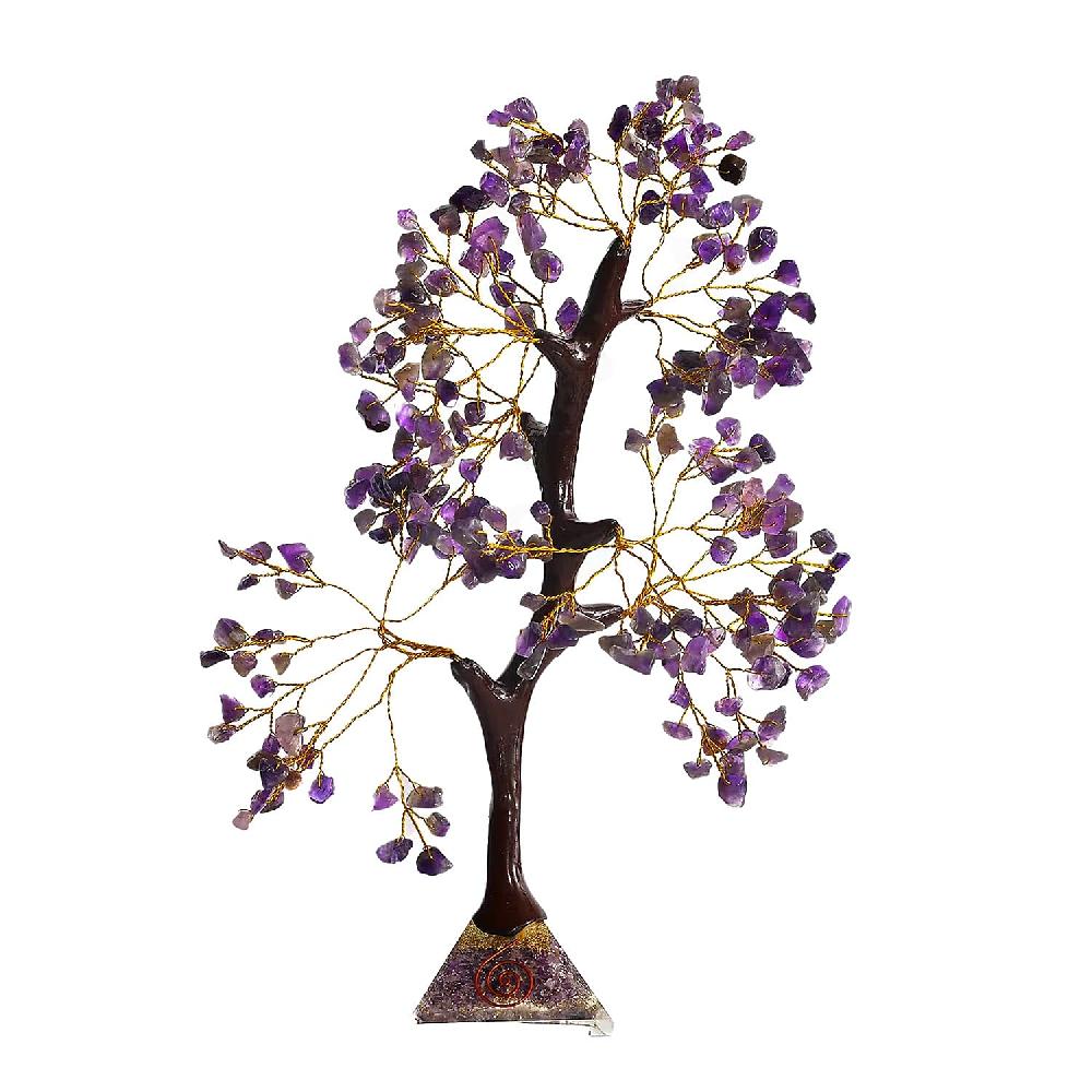 Amethyst Gemstone Tree With Pyramid Orgone Base (Approx. 0.881 Lbs)