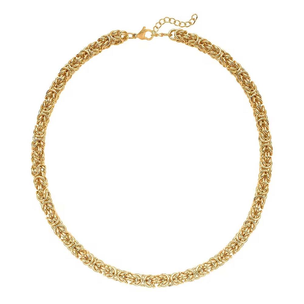 Ankur's Treasure Chest Fashionable Byzantine Link Chain Necklace in ION Plated YG Stainless Steel 20 Inches 97.30 Grams