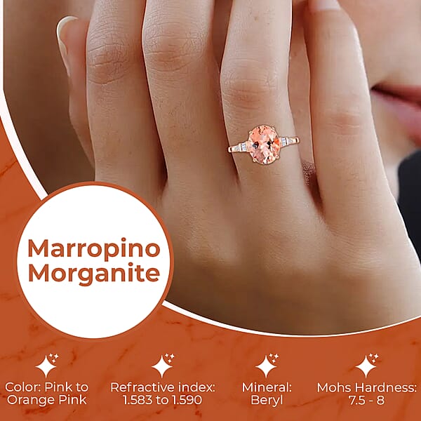Ankur Treasure Chest Certified And Appraised Luxoro 14K Rose Gold AAA Marropino Morganite And G-H I1 Diamond Ring 4.05 Ctw