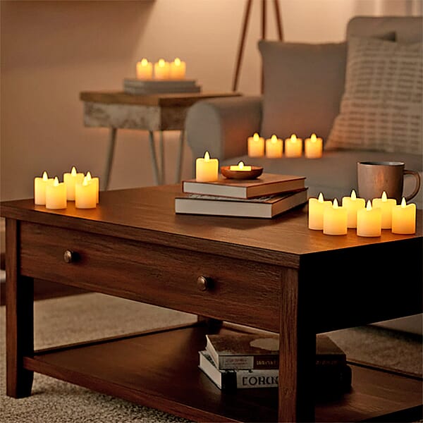 Ankur Treasure Chest Livmore Set Of 24 Pcs Ivory Candle With Warm Lights