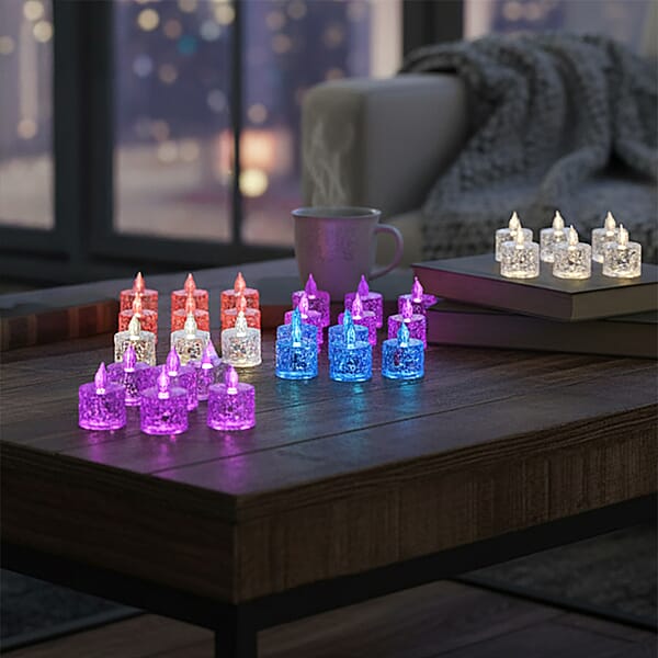 Ankur Treasure Chest Livmore Set Of 24 Pcs Multi Color Candle With Warm Lights