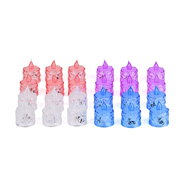 Ankur Treasure Chest Livmore Set Of 24 Pcs Multi Color Candle With Warm Lights