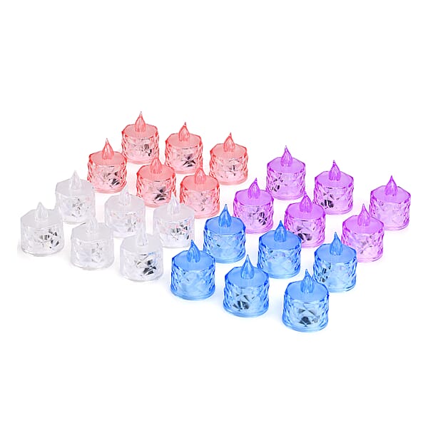 Ankur Treasure Chest Livmore Set Of 24 Pcs Multi Color Candle With Warm Lights