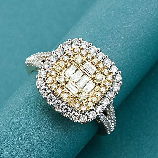 Ankur Treasure Chest Natural Yellow Diamond White Diamond Ring In 14K Yellow Gold 1.00 Ctw