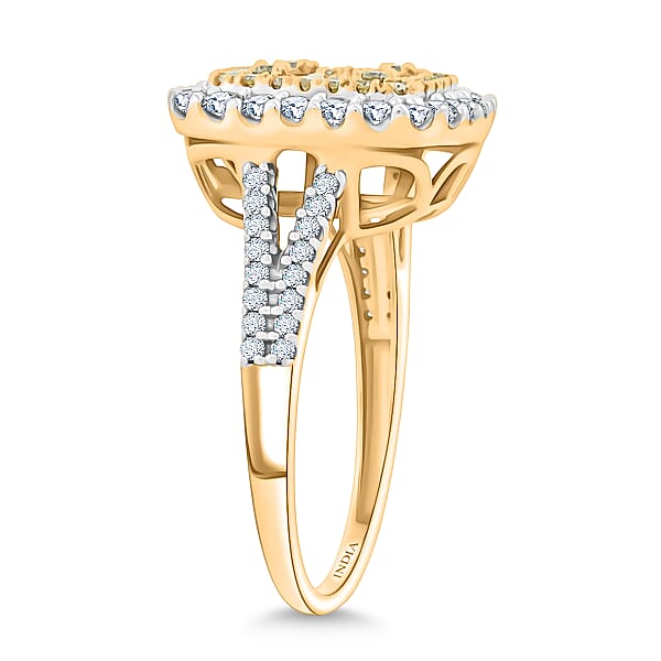 Ankur Treasure Chest Natural Yellow Diamond White Diamond Ring In 14K Yellow Gold 1.00 Ctw