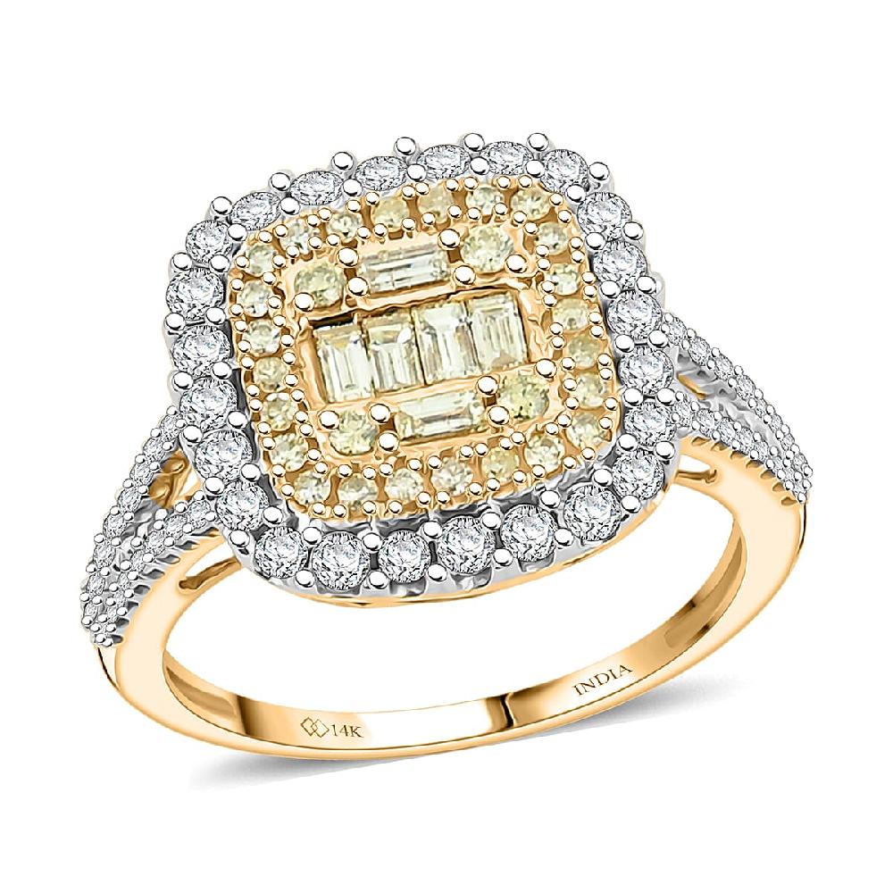 Ankur Treasure Chest Natural Yellow Diamond White Diamond Ring in 14K Yellow Gold 1.00 ctw