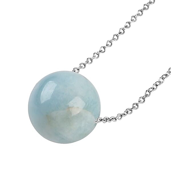 Aquamarine 12.00 Ctw Beaded Necklace In Stainless Steel 20 Inches