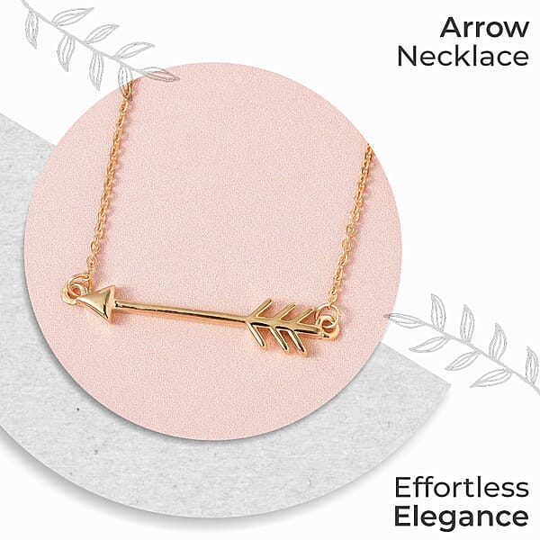 Arrow Necklace Vermeil Yellow Gold Over Sterling Silver Necklace 18 Inch Necklace Arrow Silver Necklace 2.85 Grams