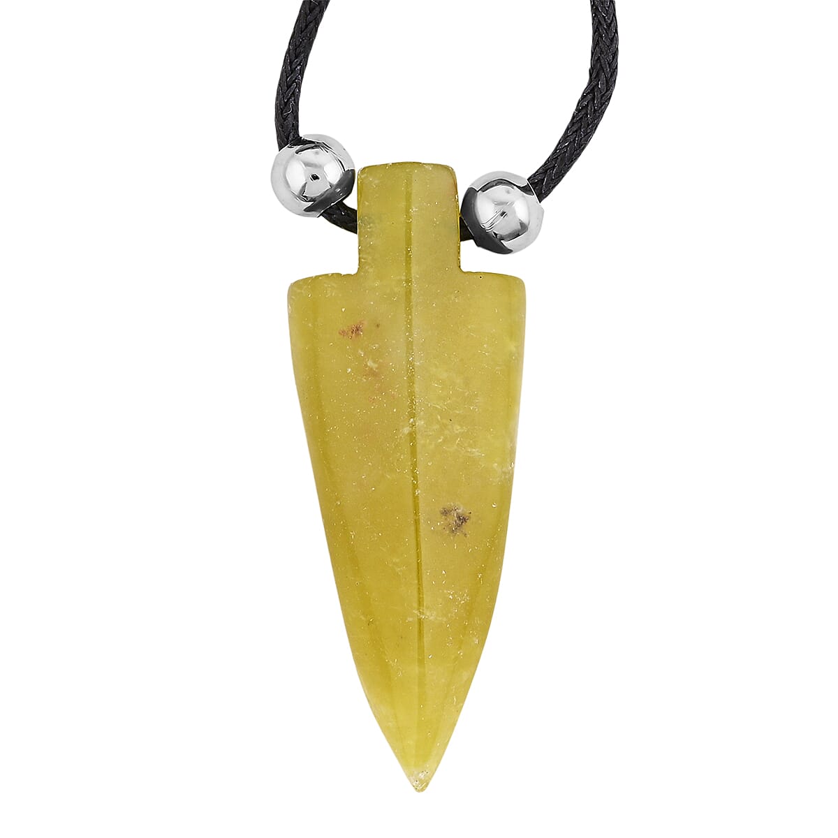 Arrowhead Jade and Lava Stone 36.00 ctw Adjustable Black Cord Necklace (14 Inches)