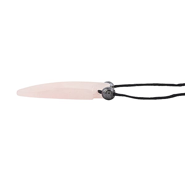 Arrowhead Rose Quartz And Lava Stone 52.00 Ctw Adjustable Black Cord Necklace (14 Inches)