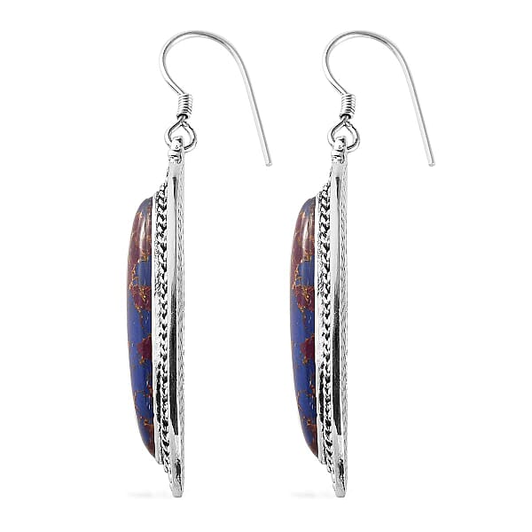 Artisan Crafted Mojave Purple Turquoise 23.25 Ctw Fancy Earrings In Black Oxidized Sterling Silver