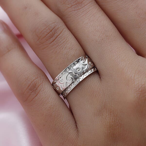 Artisan Crafted Spinner Ring In Sterling Silver Anxiety Ring For Women Fidget Rings For Anxiety For Women Stress Relieving Anxiety Ring (4.25 G)
