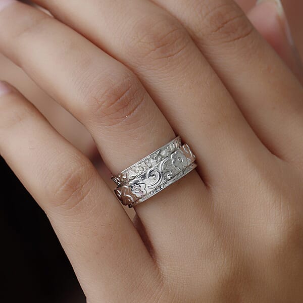 Artisan Crafted Spinner Ring In Sterling Silver Anxiety Ring For Women Fidget Rings For Anxiety For Women Stress Relieving Anxiety Ring (4.25 G)