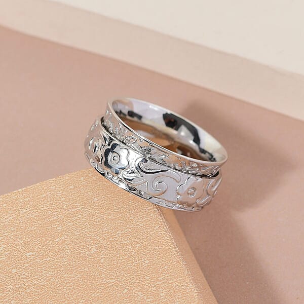 Artisan Crafted Spinner Ring In Sterling Silver Anxiety Ring For Women Fidget Rings For Anxiety For Women Stress Relieving Anxiety Ring (4.25 G)