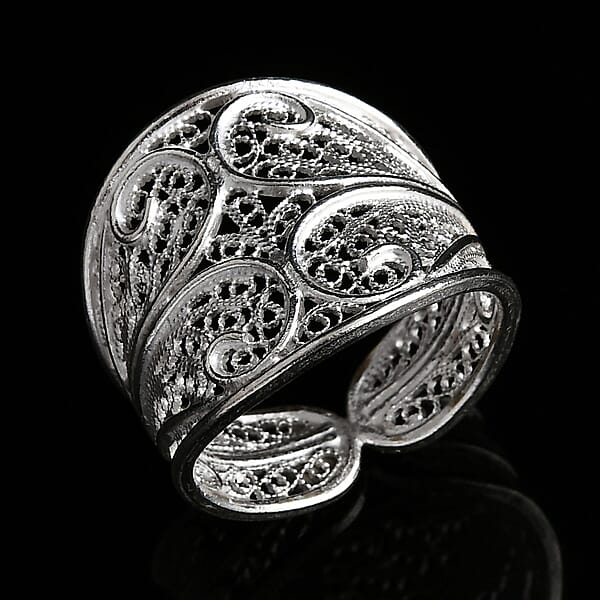 Artistry Tarakashi Collection Filigree Ring In Sterling Silver 5.50 Grams