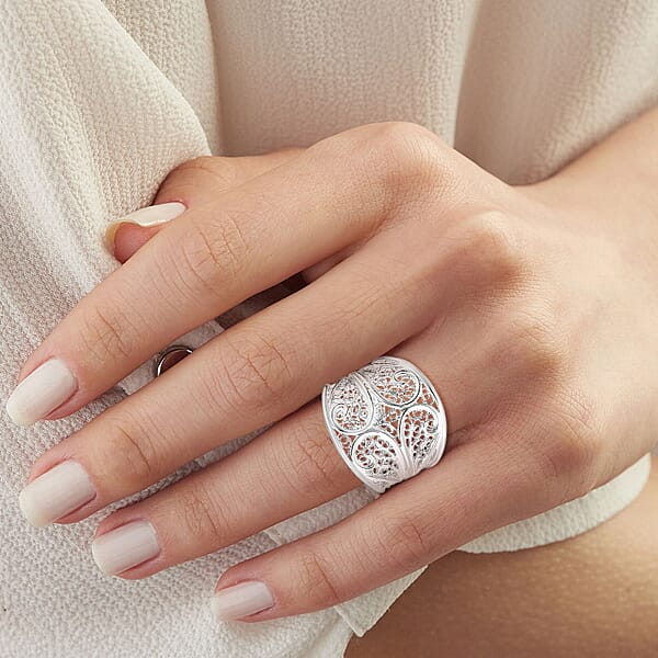 Artistry Tarakashi Collection Filigree Ring In Sterling Silver 5.50 Grams