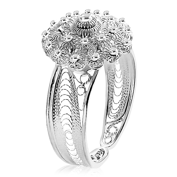 Artistry Tarakashi Collection Floral Ring In Sterling Silver 4.10 Grams