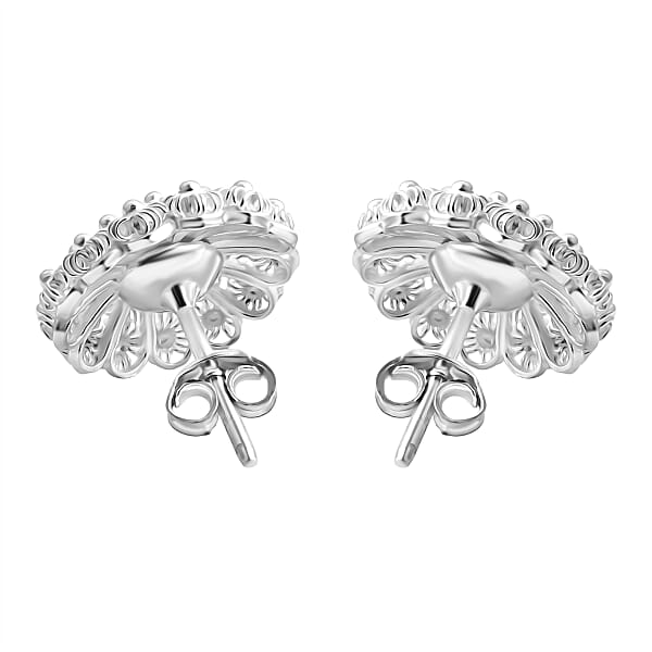 Artistry Tarakashi Collection Sterling Silver Floral Earrings (4.50 Grams)