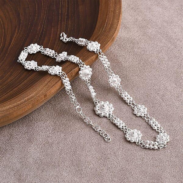 Artistry Tarakashi Collection Sterling Silver Floral Necklace (18 Inches) 20 Grams