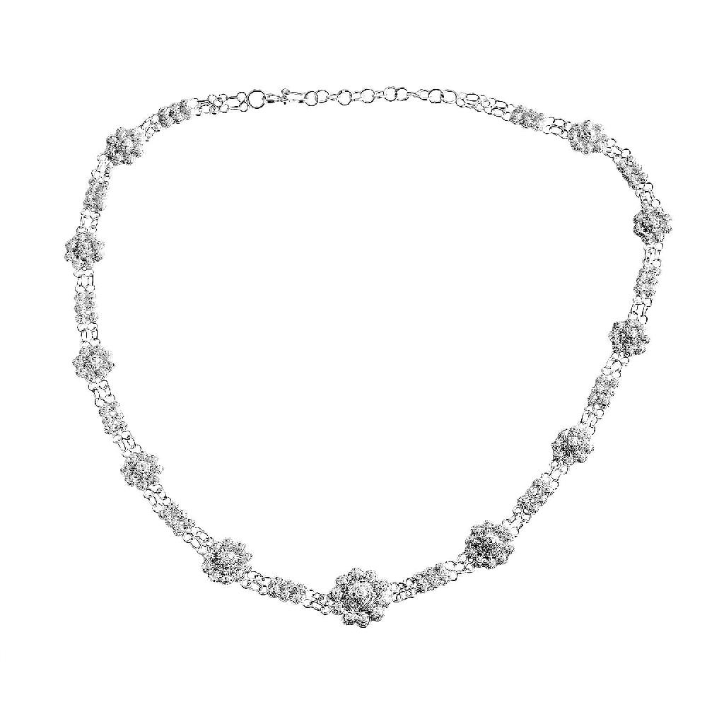 Artistry Tarakashi Collection Sterling Silver Floral Necklace (18 Inches) 20 Grams