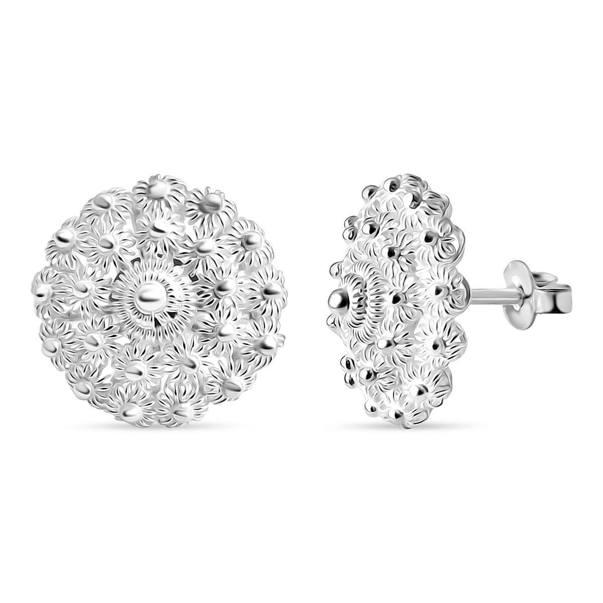 Artistry Tarakashi Collection Sterling Silver Floral Earrings (4.50 Grams)