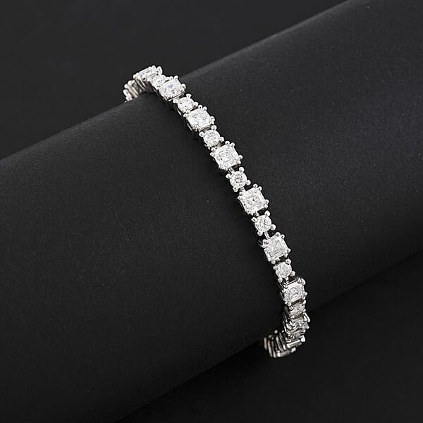Asscher Cut Moissanite Deco In Sterling Silver 11.90 Ctw (8.00 Inches)