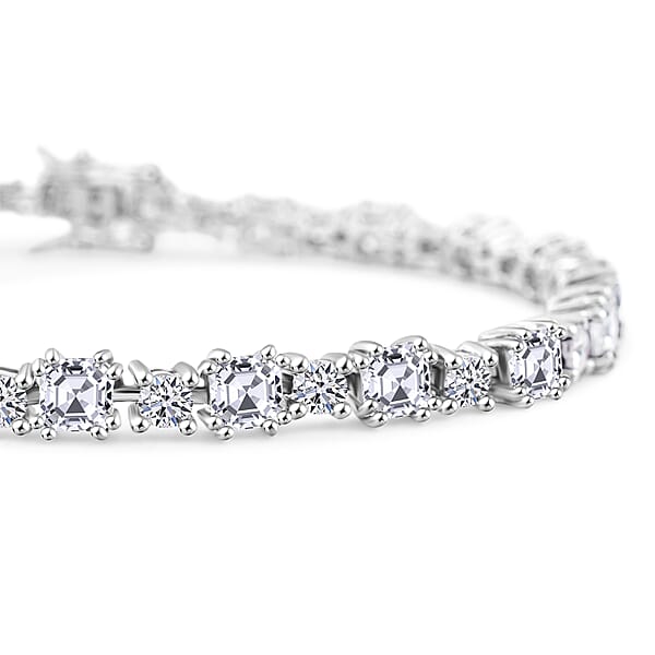 Asscher Cut Moissanite Deco In Sterling Silver 11.90 Ctw (8.00 Inches)