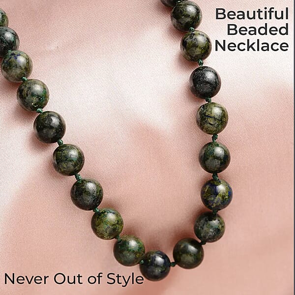Aurora Azurite 396.50 Ctw Beaded Necklace In Rhodium Over Sterling Silver 20 Inches