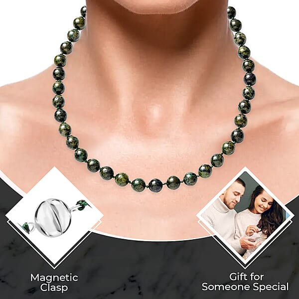 Aurora Azurite 396.50 Ctw Beaded Necklace In Rhodium Over Sterling Silver 20 Inches