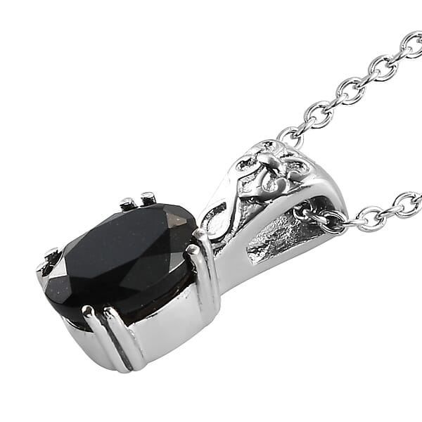 Australian Black Tourmaline 2.75 Ctw Pendant Necklace In Stainless Steel 20 Inches