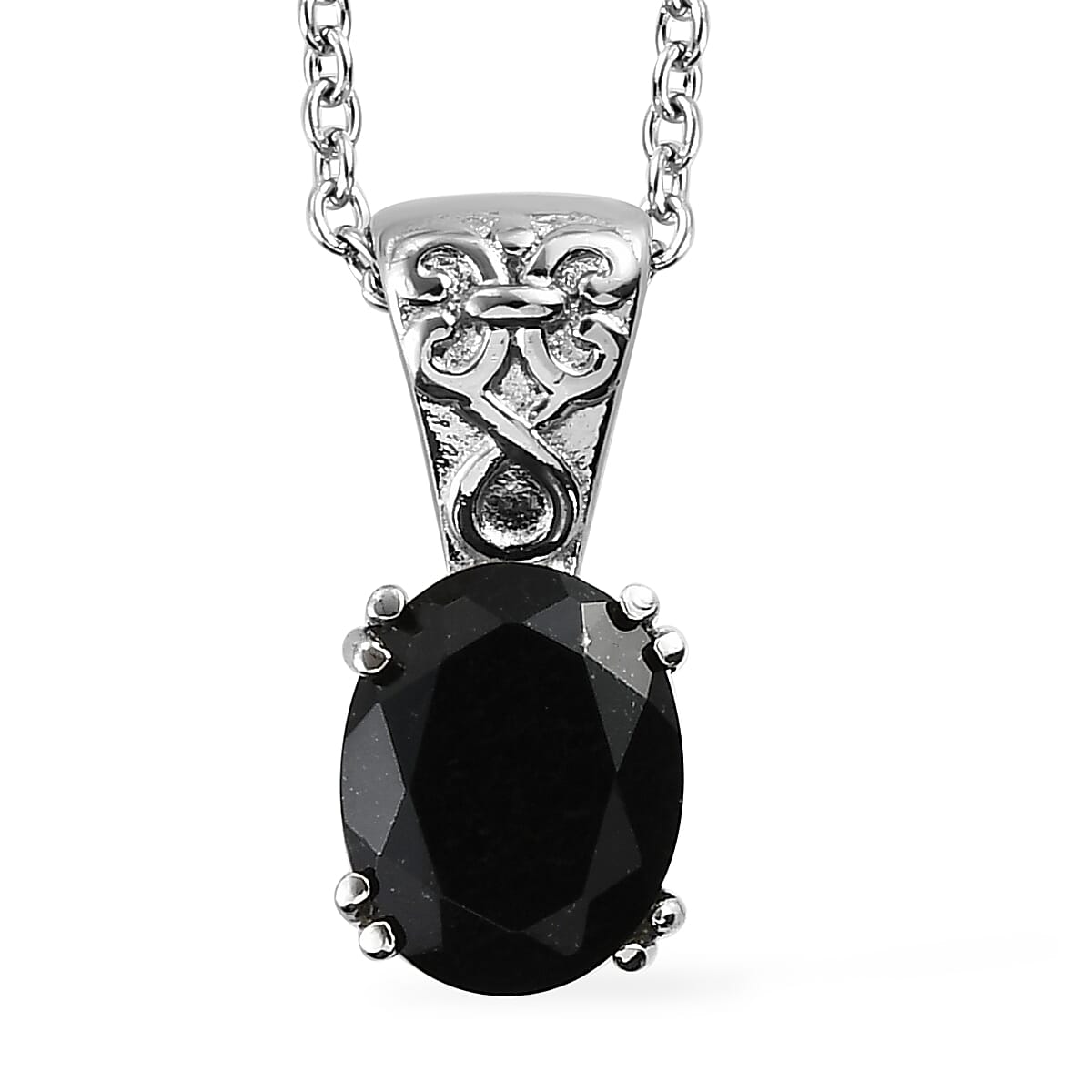 Australian Black Tourmaline 2.75 ctw Pendant Necklace in Stainless Steel 20 Inches