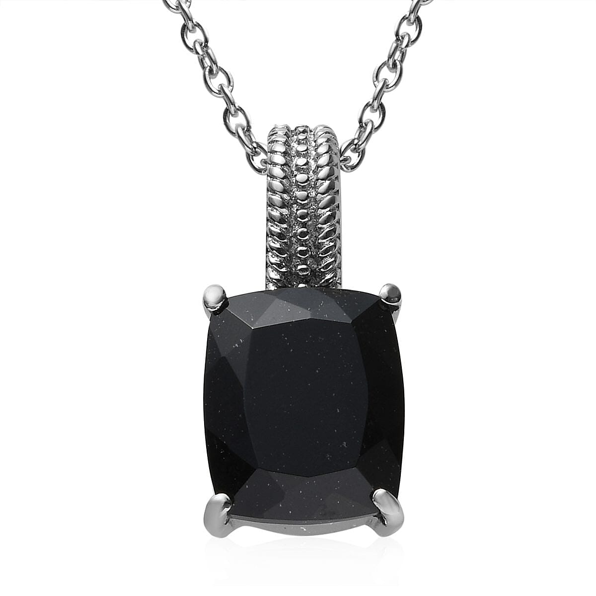 Australian Black Tourmaline 6.25 ctw Solitaire Pendant Necklace For Women in Stainless Steel 20 Inches