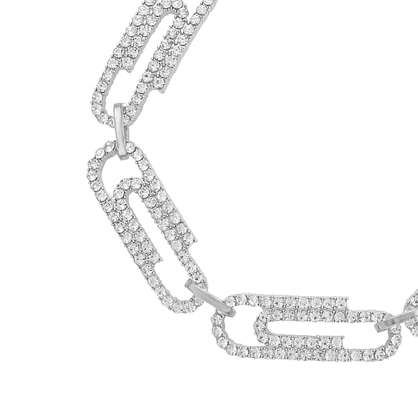 Austrian Crystal Beautiful Paper Clip Bracelet In Silvertone (7.0-9.0In)