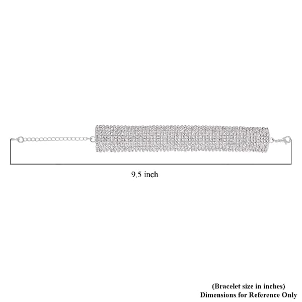 Austrian Crystal Carpet Design Bracelet In Silvertone (7.50-9.50In)