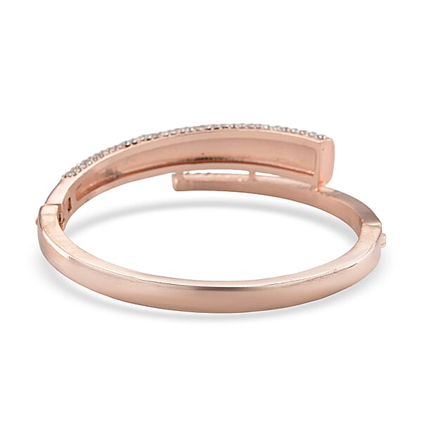 Austrian Crystal Enameled Bangle Bracelet In Rosetone (7.50 In)