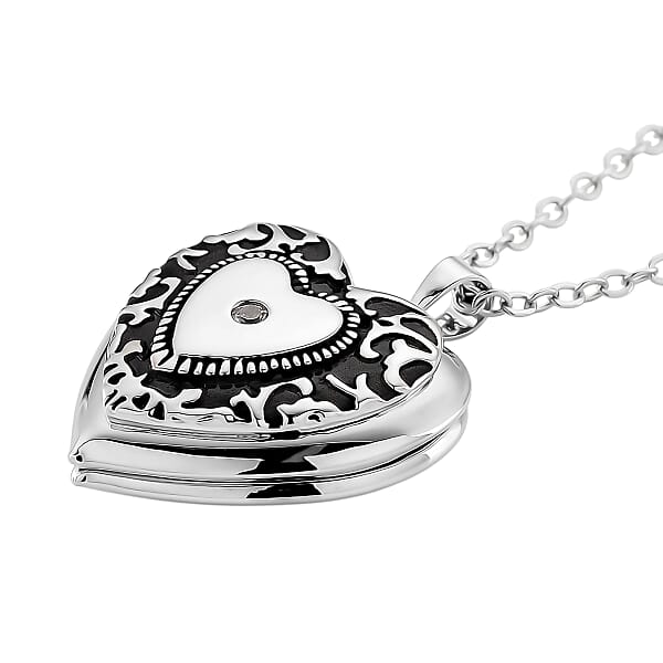 Austrian Crystal Heart Shaped Pendant Necklace In Stainless Steel 20-22 Inches