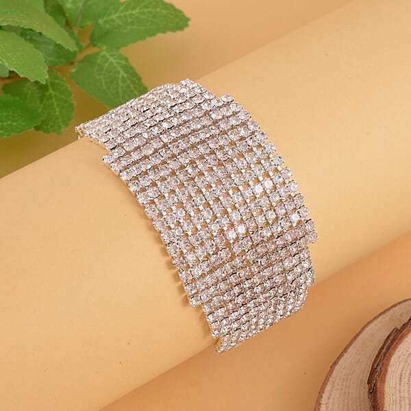 Austrian Crystal Sparkles Bracelet In Silvertone (7.50-9.50In)