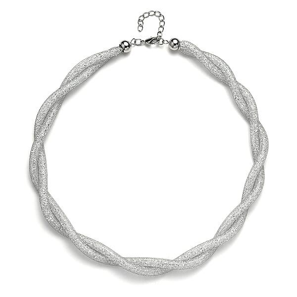 Austrian Crystal Twisted Rope Necklace In Silvertone 20-22 Inches