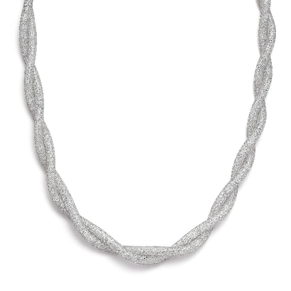 Austrian Crystal Twisted Rope Necklace in Silvertone 20-22 Inches