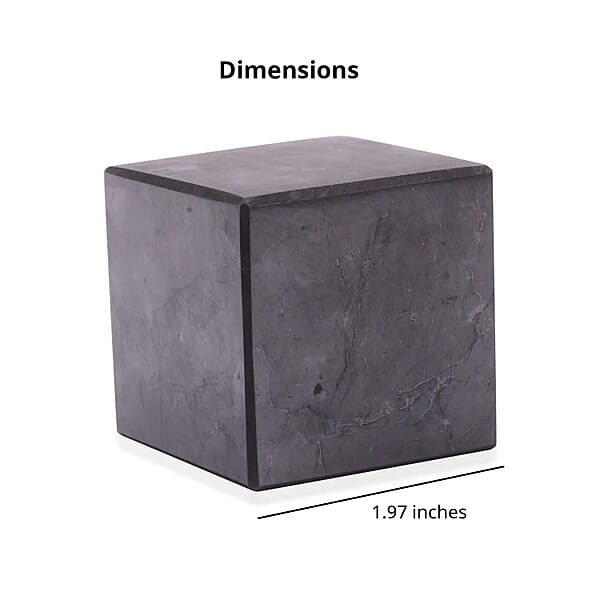 Authentic Polished Smooth Edge Shungite Cube 5cm Approx. 1870.00 Ctw Black Stone Small Decor For Home Office Kitchen Tabletop Desks
