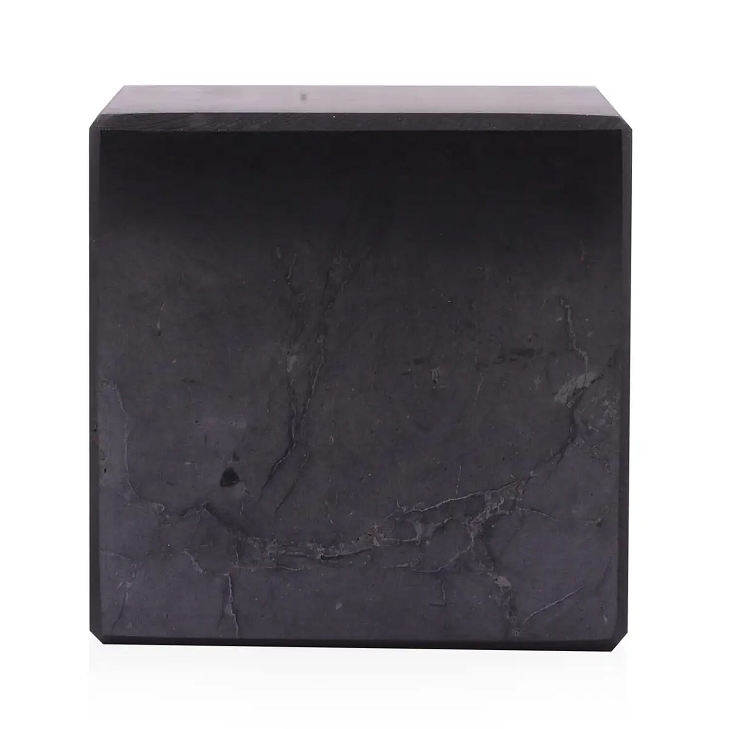 Authentic Polished Smooth Edge Shungite Cube 5cm Approx. 1870.00 Ctw Black Stone Small Decor For Home Office Kitchen Tabletop Desks