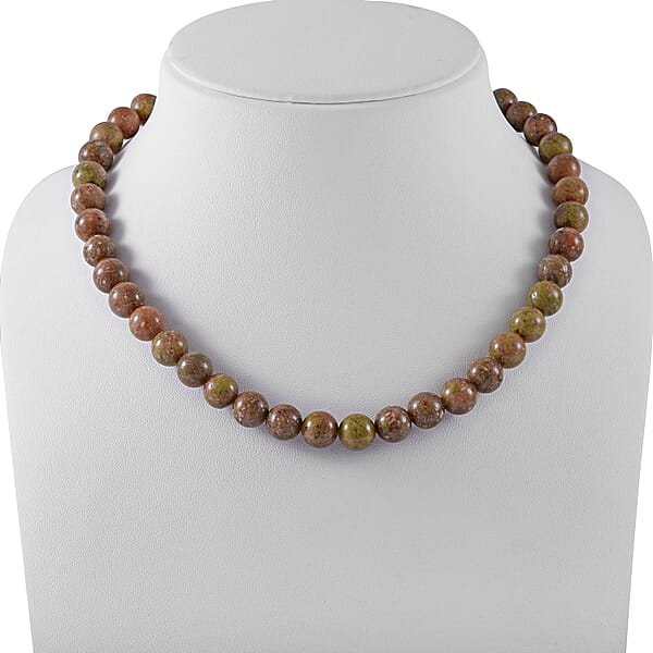 Autumn Jasper 10mm 3.00 Ctw Beaded Jasper Necklace 18 Inches In Sterling Silver