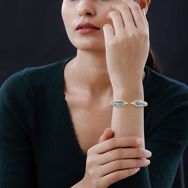 Bali Legacy 22K Vermeil Yellow Gold Over And Sterling Silver Garuda Bangle Bracelet (7.25 In) 32.80 Grams