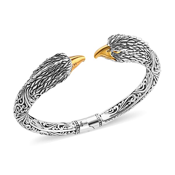 Bali Legacy 22K Vermeil Yellow Gold Over And Sterling Silver Garuda Bangle Bracelet (7.25 In) 32.80 Grams