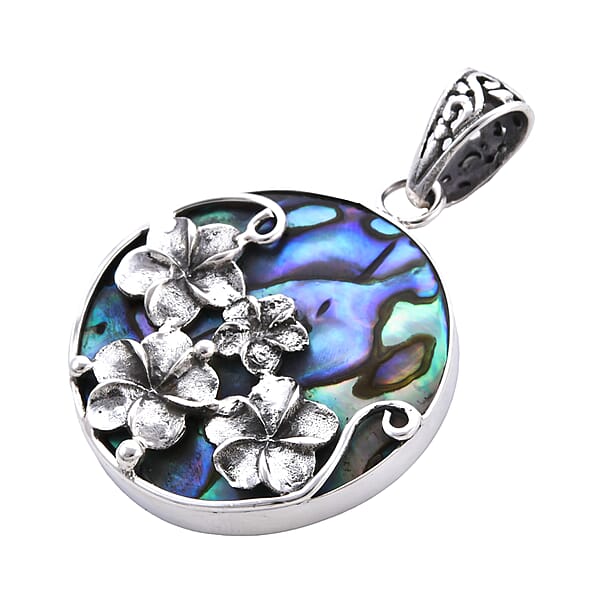 Bali Legacy Abalone Shell Round Pendant Without Chain In Sterling Silver