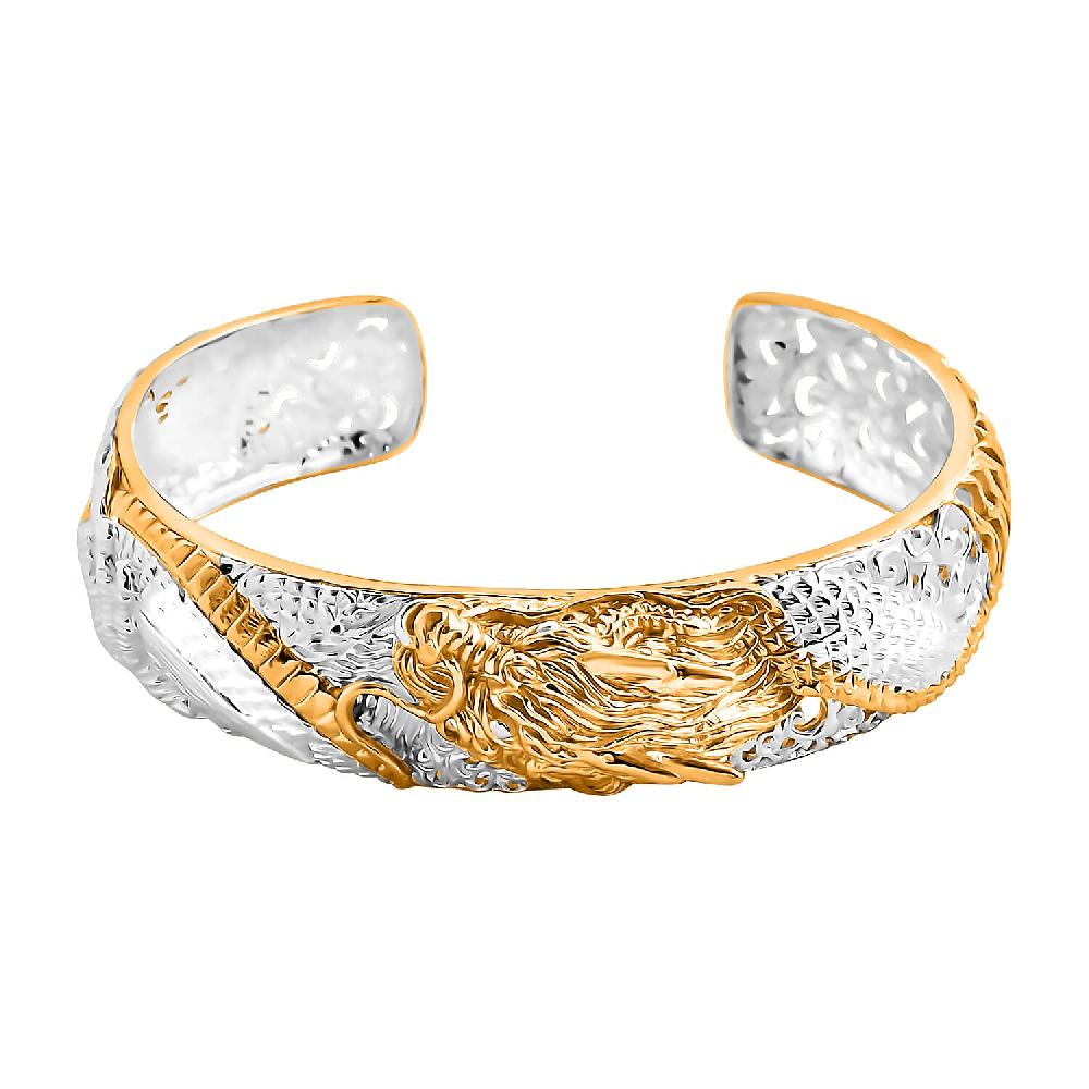 Bali Legacy Dragon Cuff Bracelet in 22K Vermeil YG Over and Sterling Silver (7.25 In) 35.0 Grams