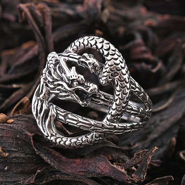 Bali Legacy Dragon Ring In Sterling Silver 6.75 Grams