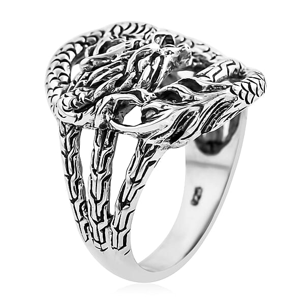 Bali Legacy Dragon Ring In Sterling Silver 6.75 Grams