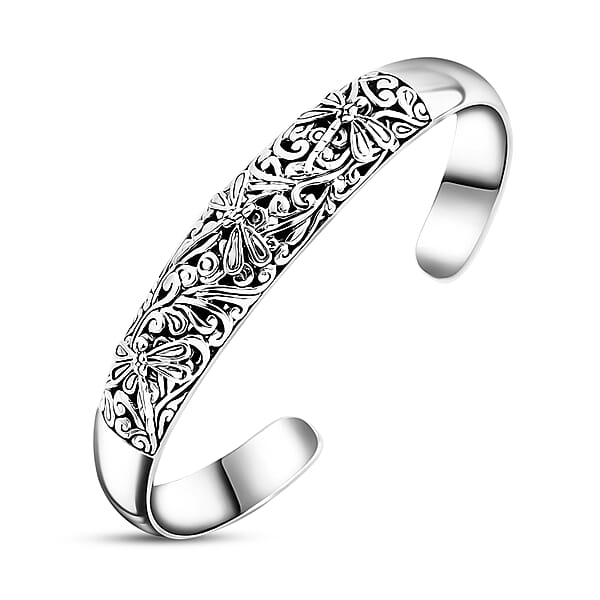Bali Legacy Dragonfly Cuff Bracelet In Sterling Silver (7.25 In) 30.85 Grams
